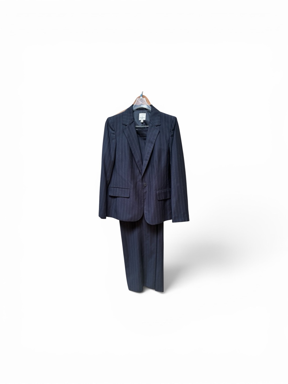 Anne Klein Navy Pinstripe Women's Blazer & Trousers - Picture 2 of 4